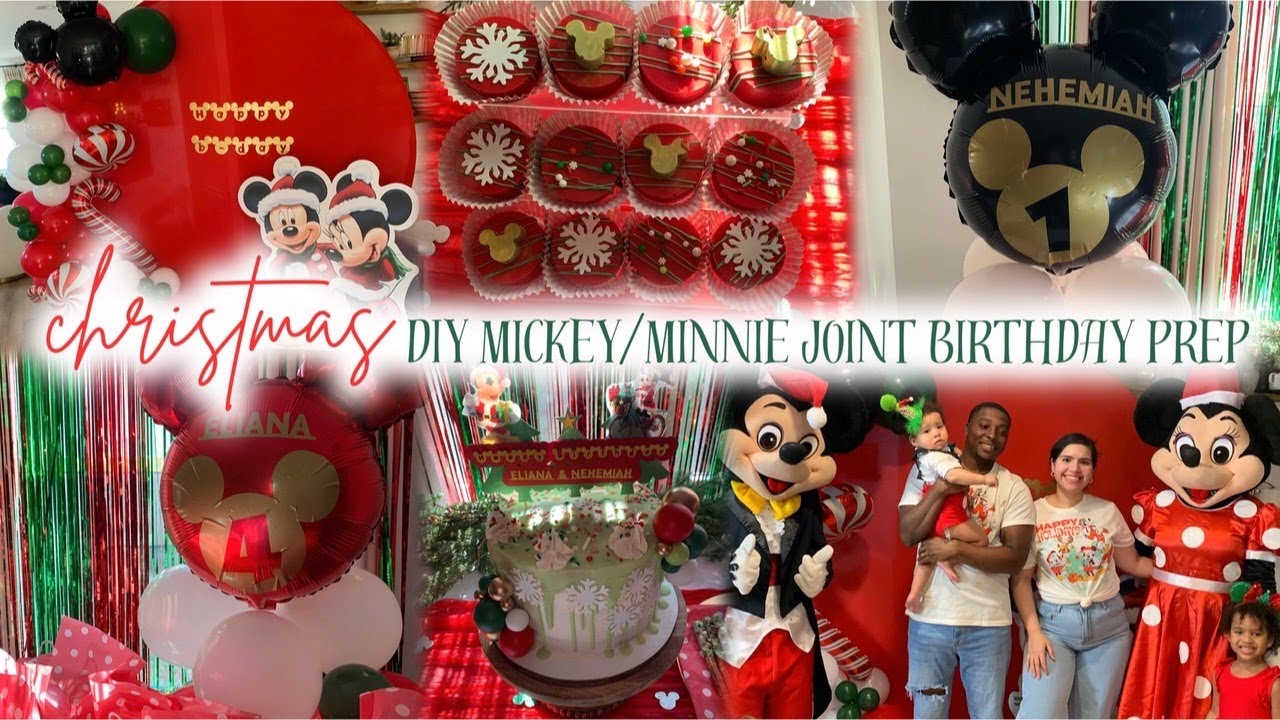 PARTY PREP + DECORATE WITH ME 2024 | DIY CHRISTMAS MICKEY & MINNIE MOUSE birthday party🎄🎉