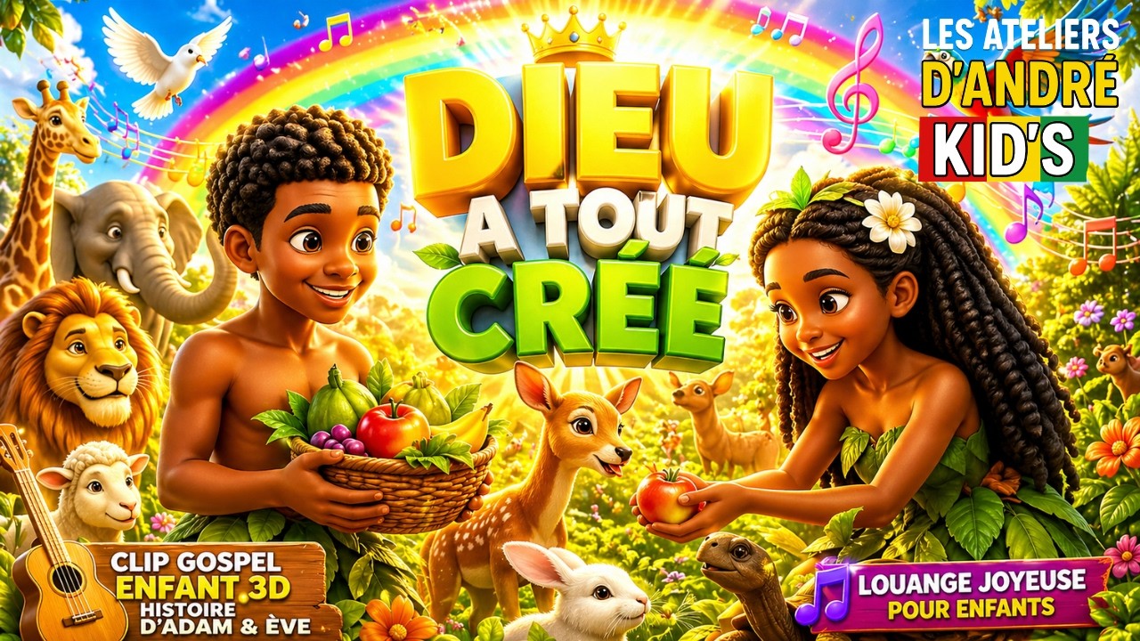 DIEU A TOUT CRÉÉ 🌈 | CLIP GOSPEL ENFANT 3D | HISTOIRE D’ADAM & ÈVE