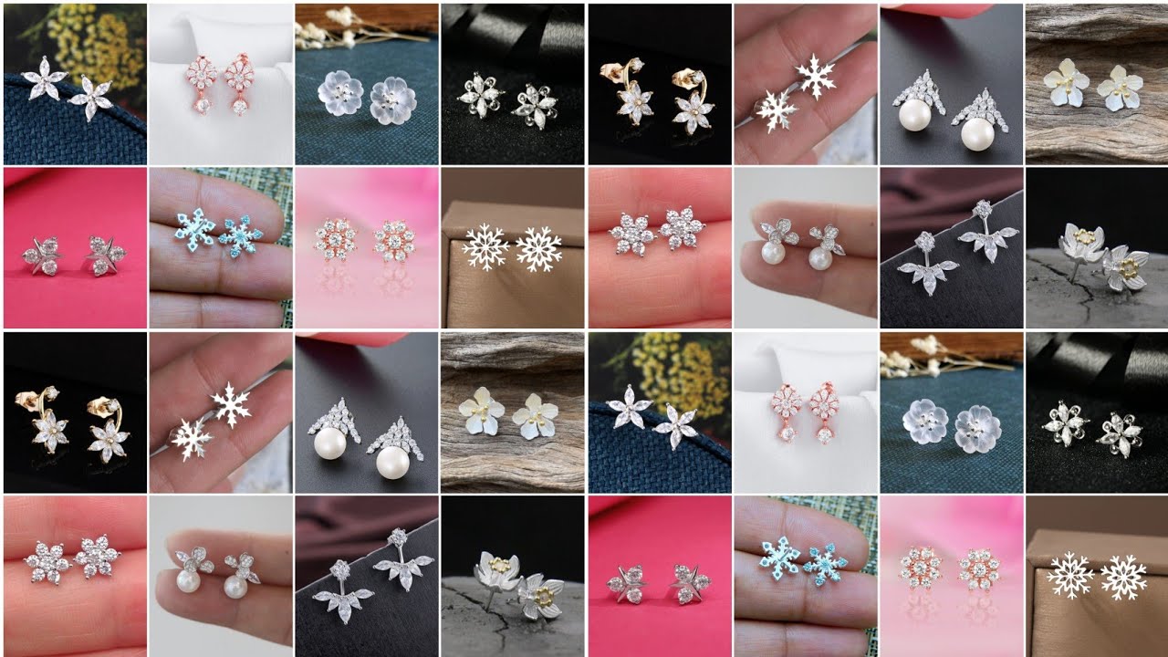 Sterling Silver Earrings Designs 2025 ||Daily wear Silver Stud Earrings Design ||New Stud Earrings