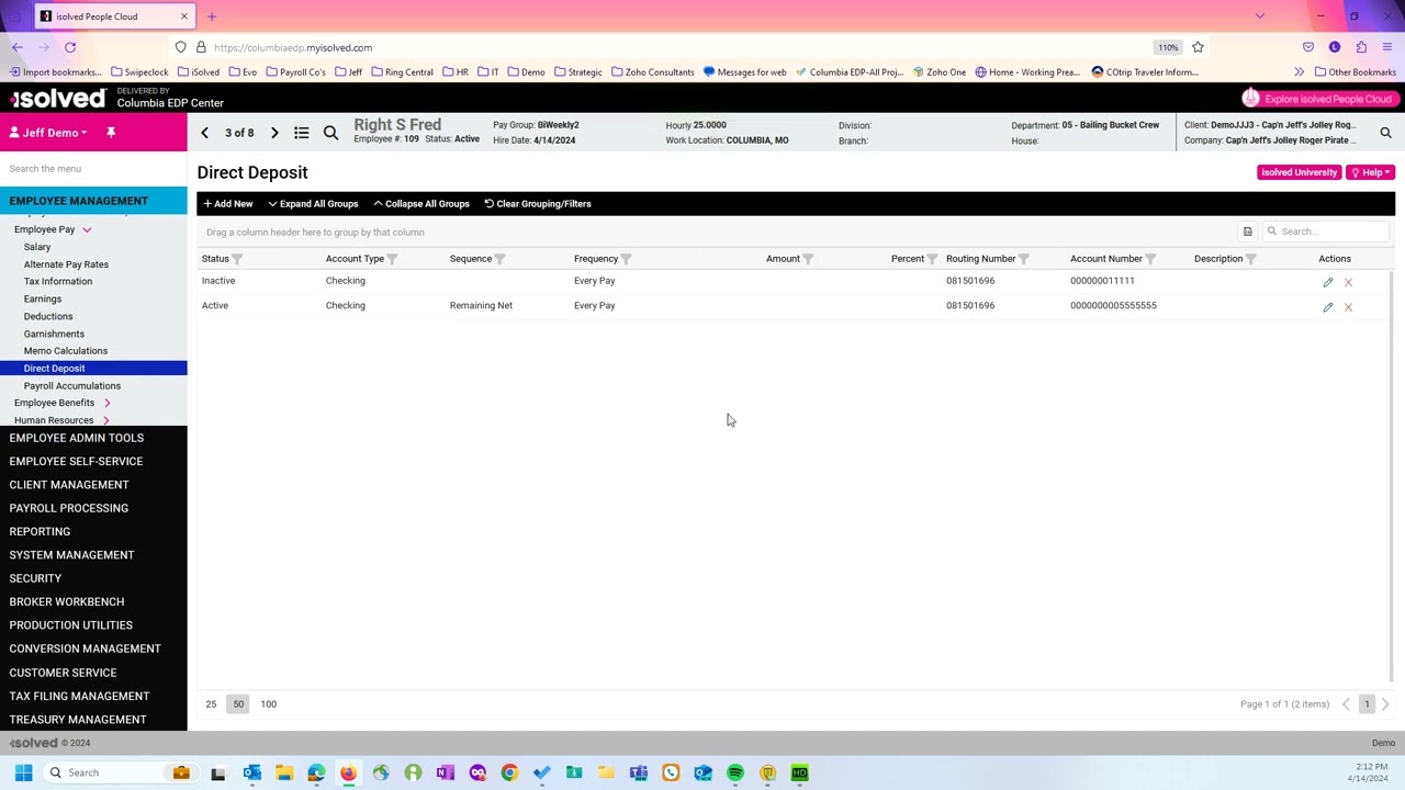 Updating and Add Direct Deposit Information