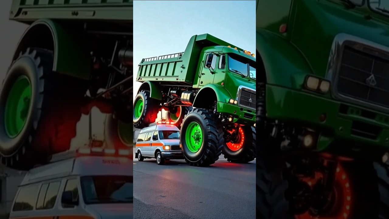ambulance vs truk dump, truk oleng, lorry videos, beamng drive, truck dance, monster trucks 114