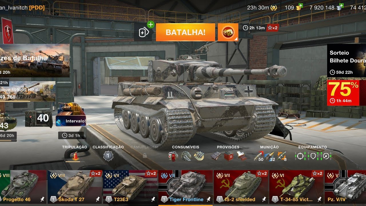Finalmente eu consegui o Tiger Frontline! | World of Tanks Blitz