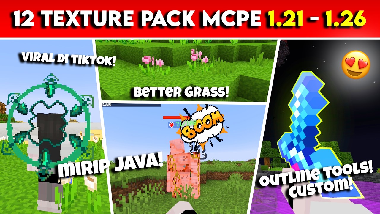 12 TEXTURE PACK MCPE 1.21 - 1.26 TERBAIK & BERGUNA BUAT SURVIVAL!