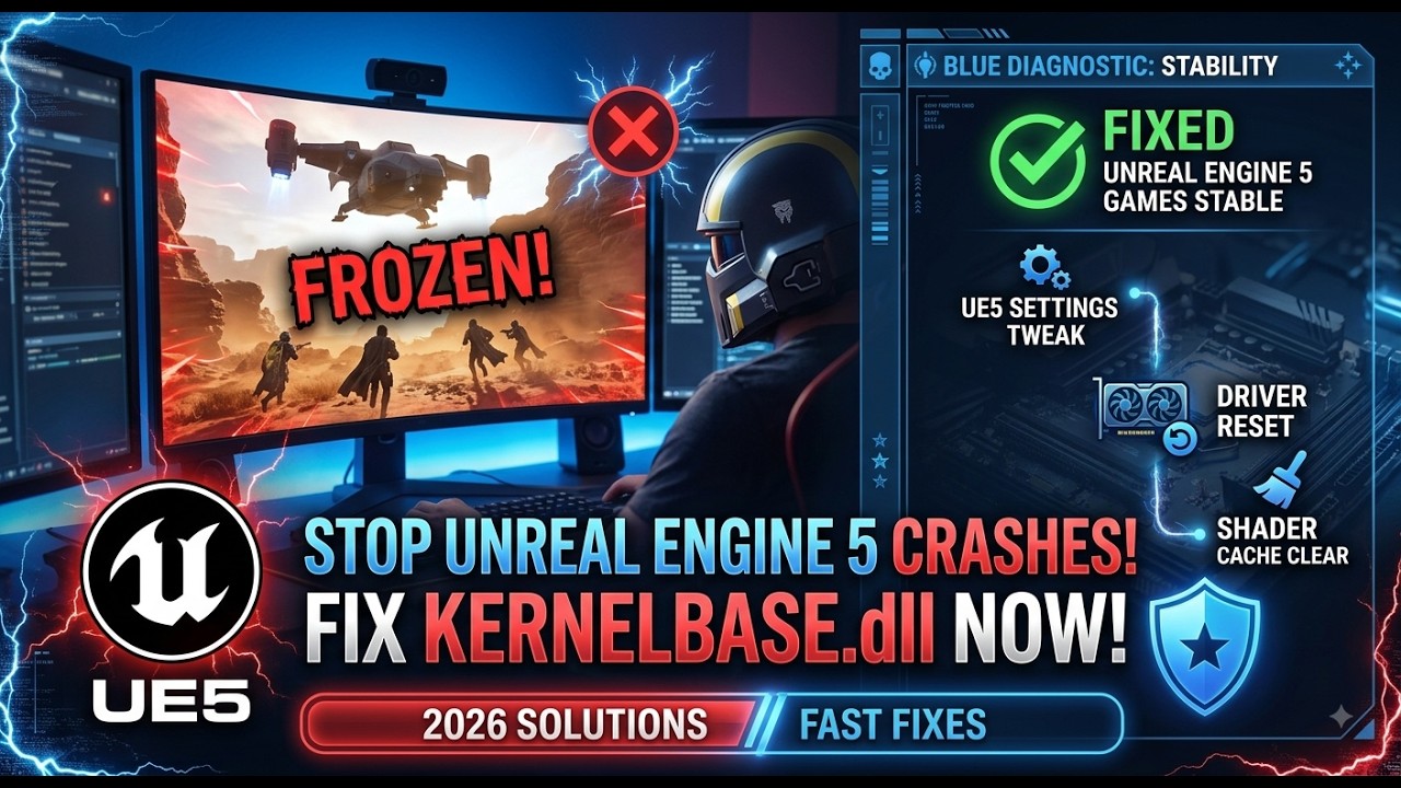 Как исправить вылет KERNELBASE.dll в играх на UE5 на ПК (2026) | Вылетают игры на Unreal Engine 5