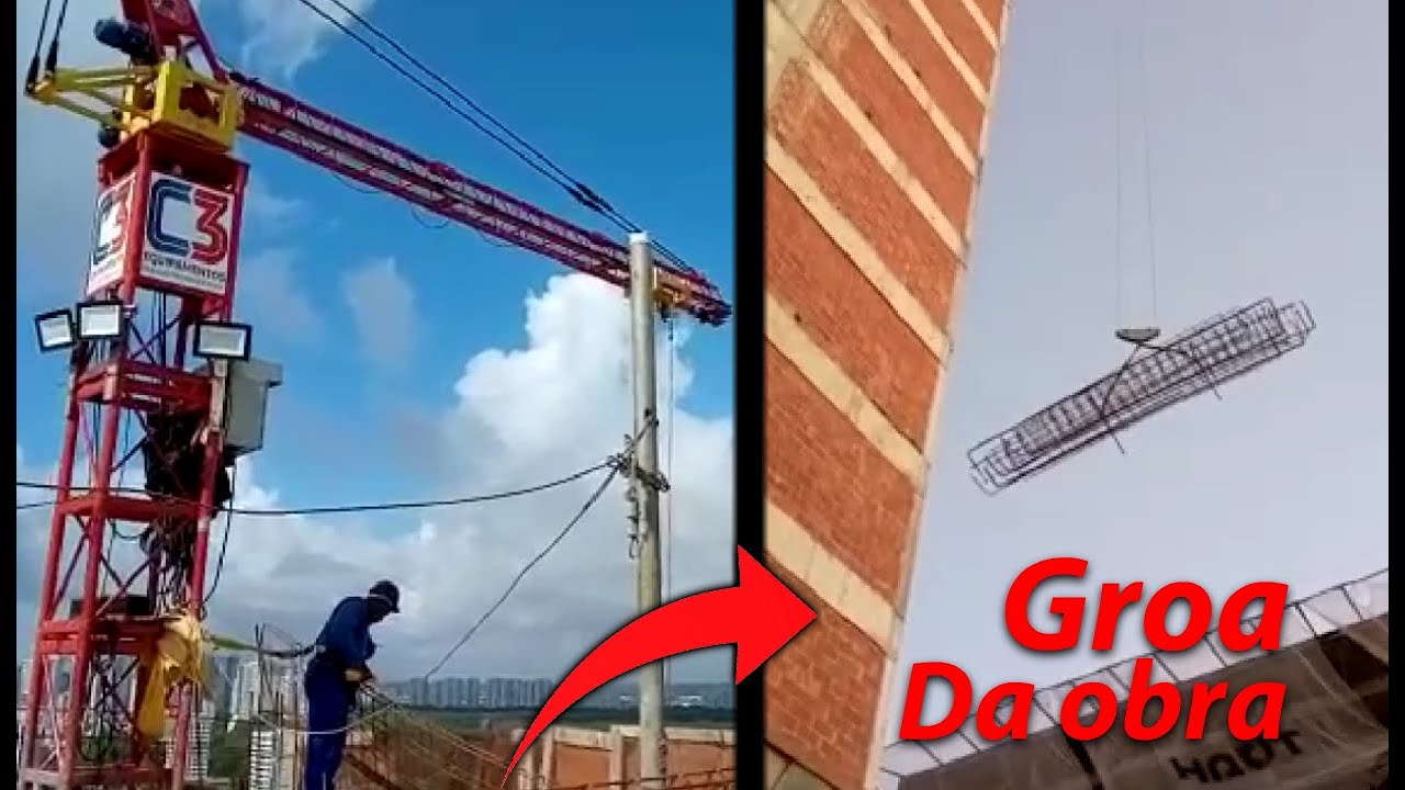 Nova FRENTE de serviço Groa/Guindaste da OBRA SUBINDO e DESCENDO os MATERIAIS