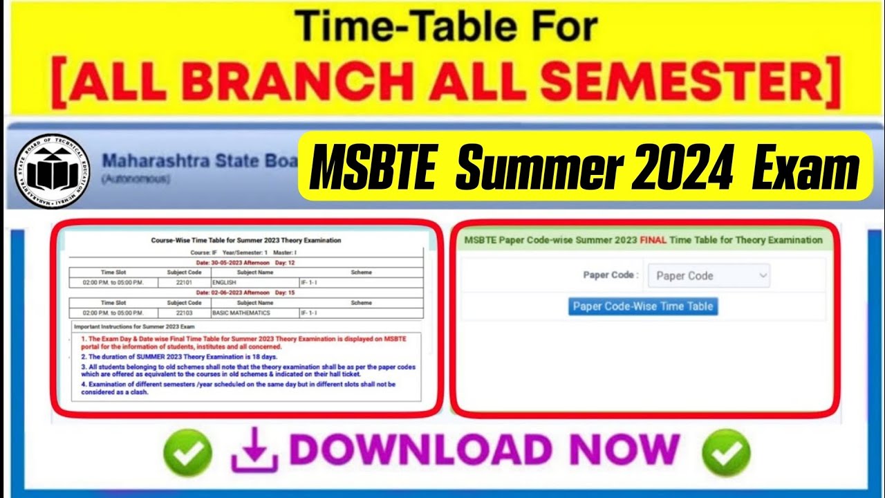 🔴MSBTE Summer 2024 Exam Date Out MSBTE New Updates Msbte Latest News Today