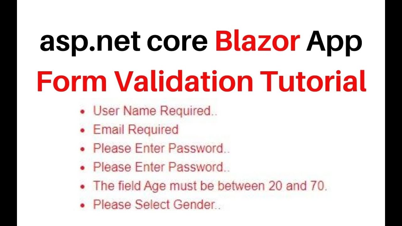 ASP NET Core Blazor App Form Validation vs2019