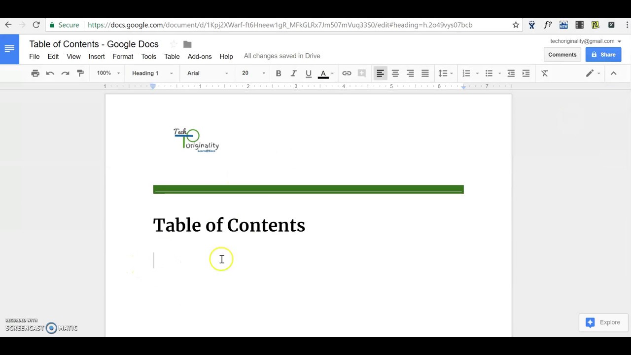 How to add Table of Contents in Google Docs