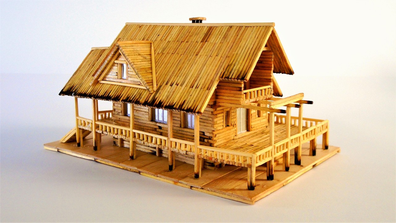صنع أشياء بالكبريت منزل خشبي صغير Diy matchstick crafts tiny mension house