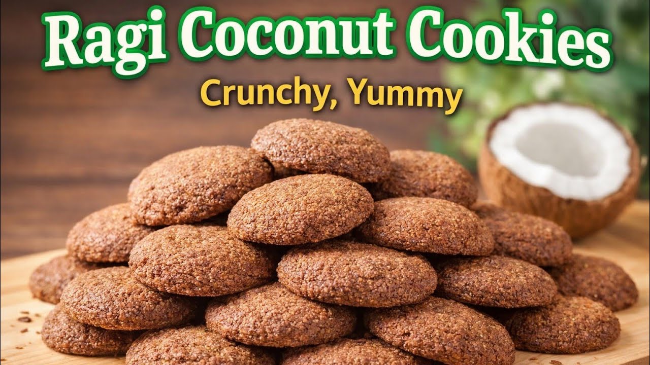 Ragi Coconut cookies recipe | Healthy Biscuits recipe | Bakery biscuits recipe