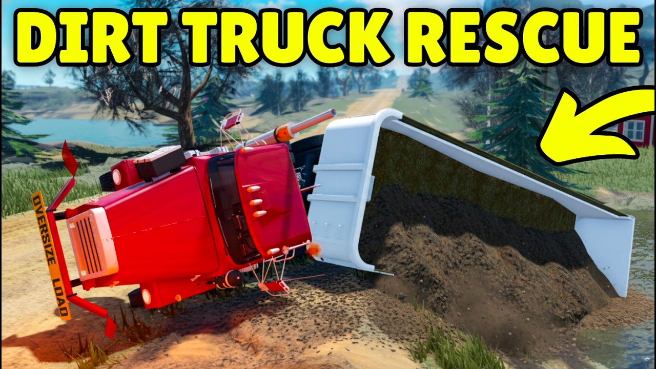 I Rescued an Overturned Semi with a Dirt Trailer in APM | Roblox American Plains Mudding