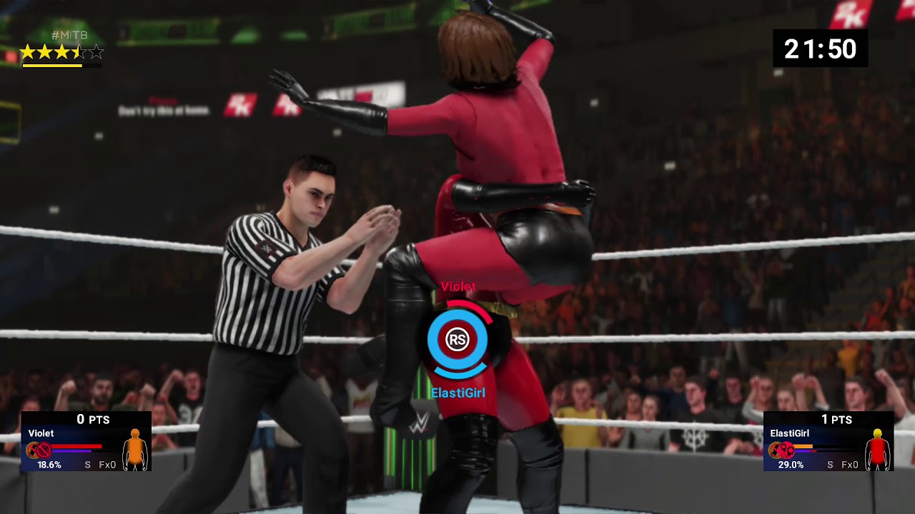WWE 2k19 Violet Parr VS Elastigirl submission Ironwoman mostly bearhugs  (30 Mins)