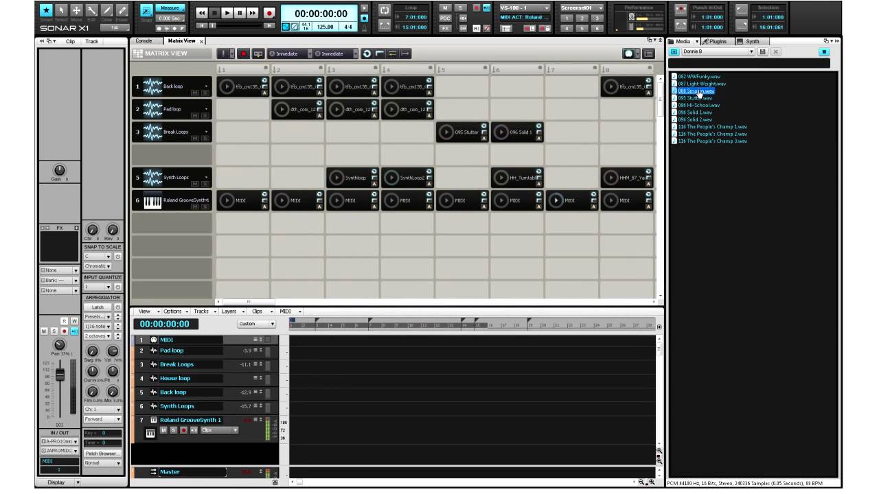 SONAR X1 -- Demonstration - Working with MIDI & Audio loops - Part 2