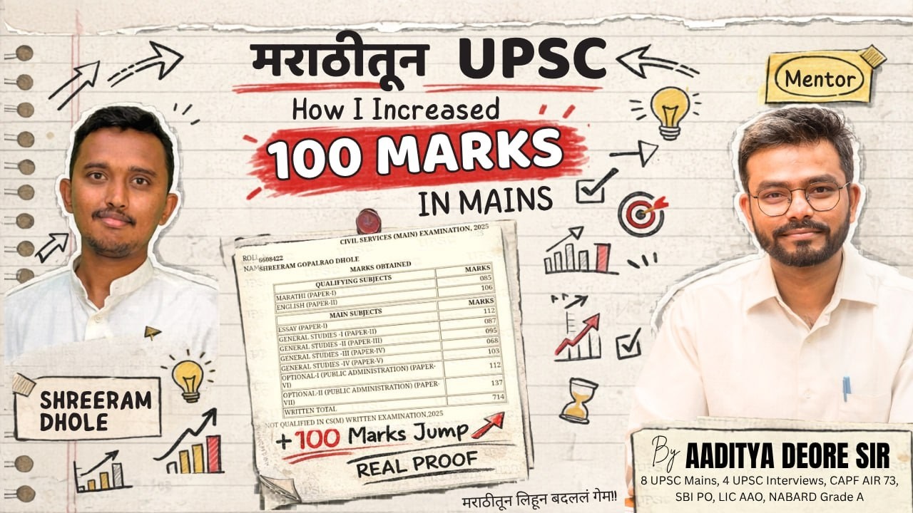 मराठीतून UPSC Mains: 100 Marks कसे वाढवले? | Marathi Medium Content, Answer Writing & Marks Reality