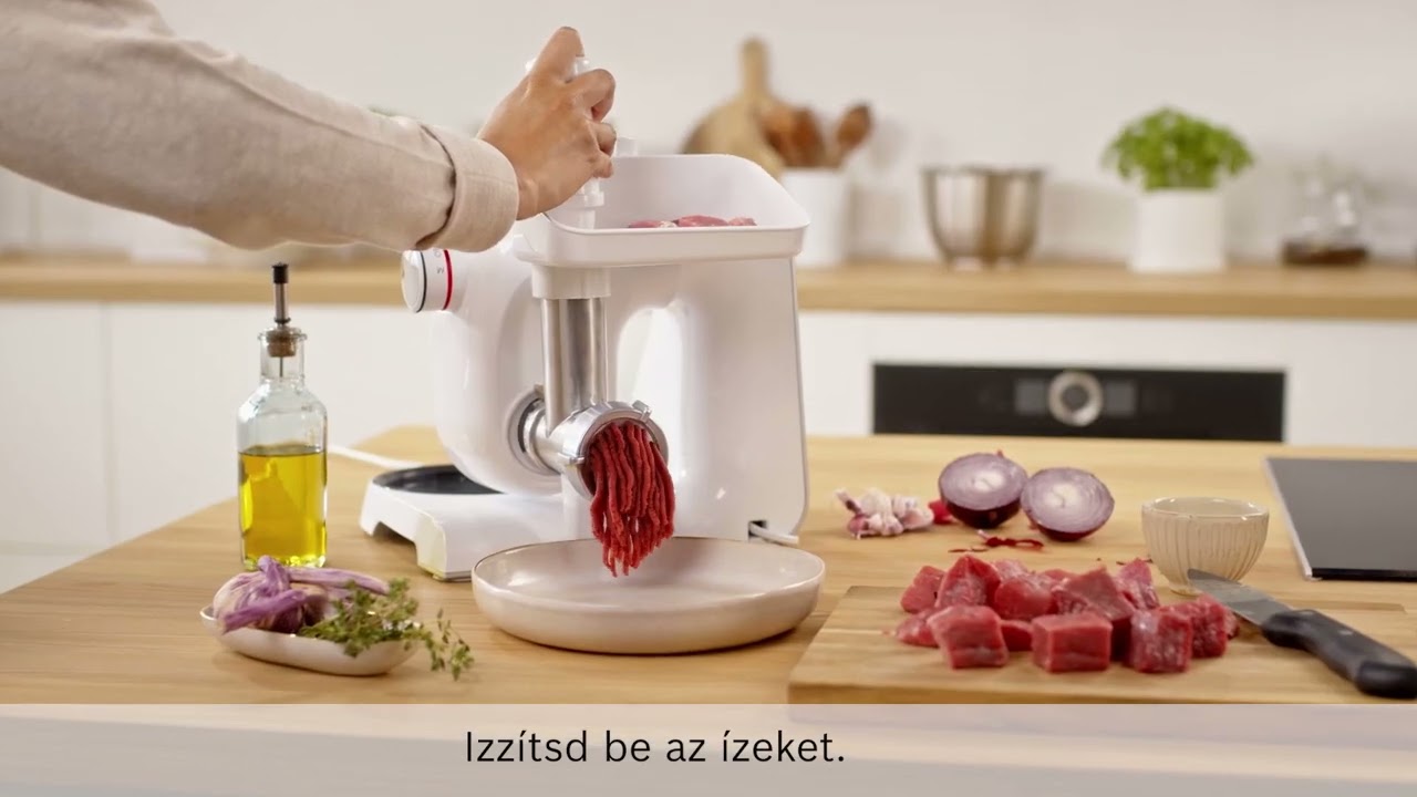 Bosch H&aacute;ztart&aacute;si K&eacute;sz&uuml;l&eacute;kek | Bosch MUM5 konyhai robotg&eacute;p h&uacute;sdar&aacute;l&oacute; tartoz&eacute;kkal