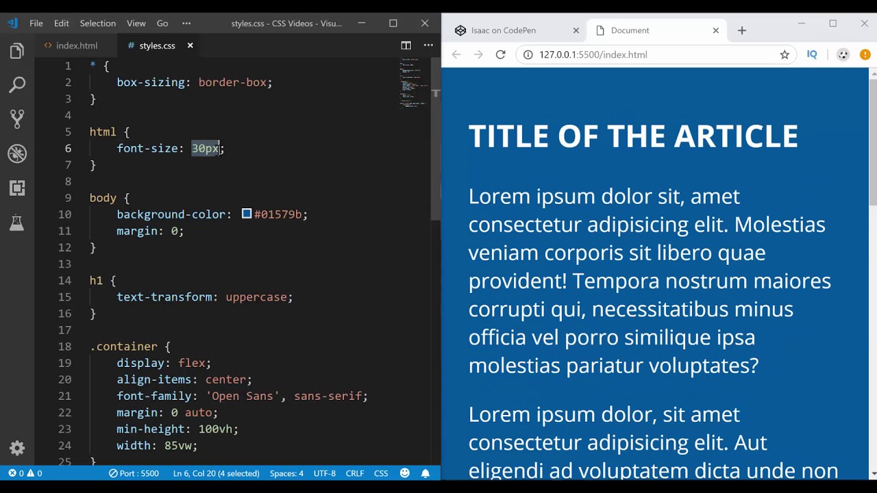 Using calc() CSS function to auto-increase font size