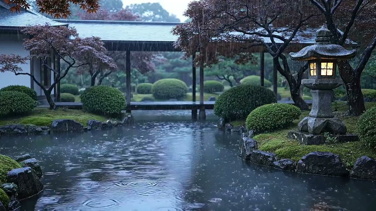 Cozy Rain in a Tranquil Japanese Garden | Sounds of Nature | Rainy Ambience for Sleep & Study | ASMR
