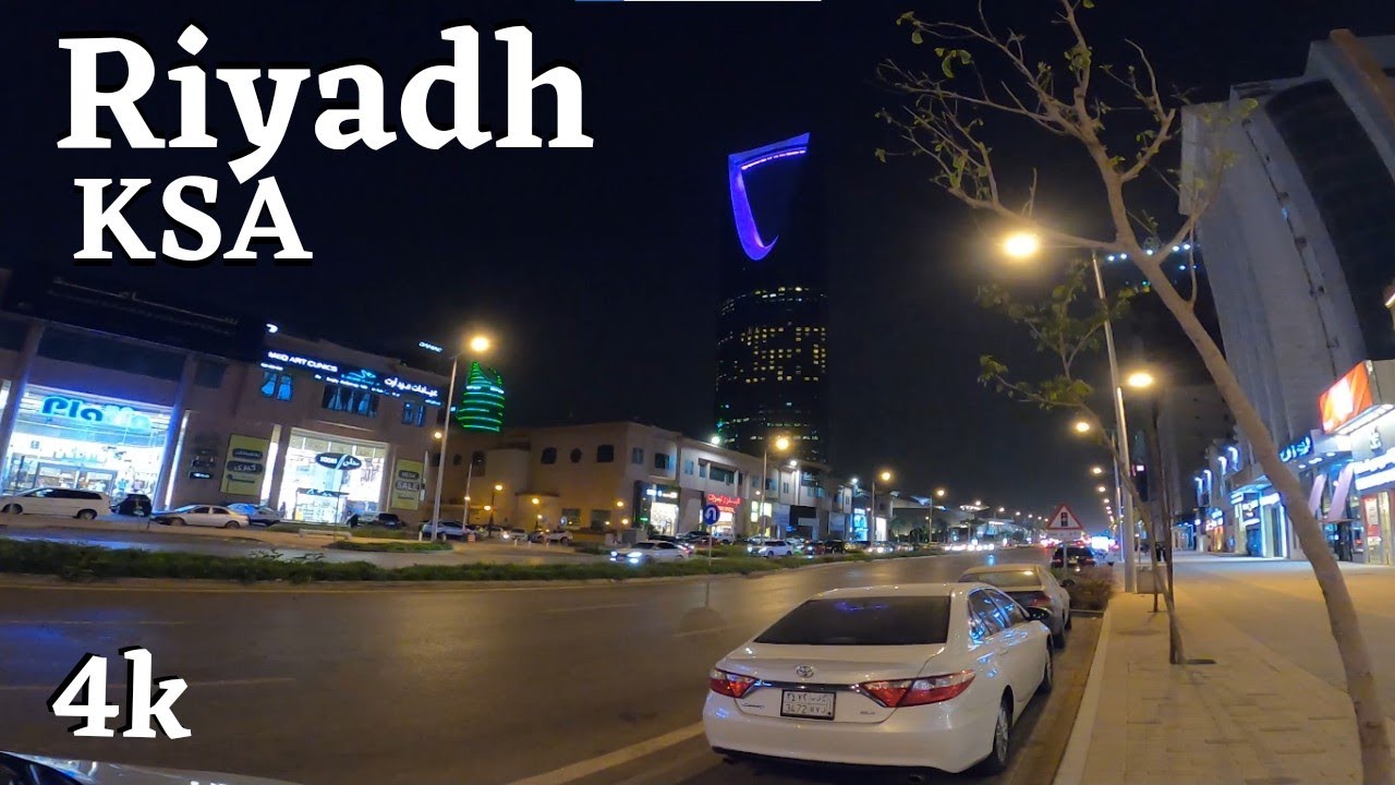 Riyadh city, Saudi Arabia evening walk -  OLAYA Street at night - 4K- 4k walks