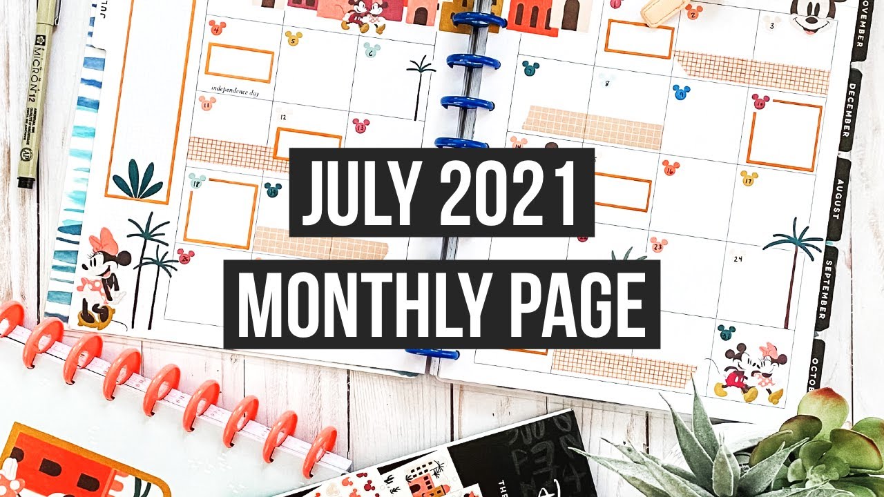 Plan With Me | July 2021 Monthly Spread | Big Happy Planner | Disney Oasis!