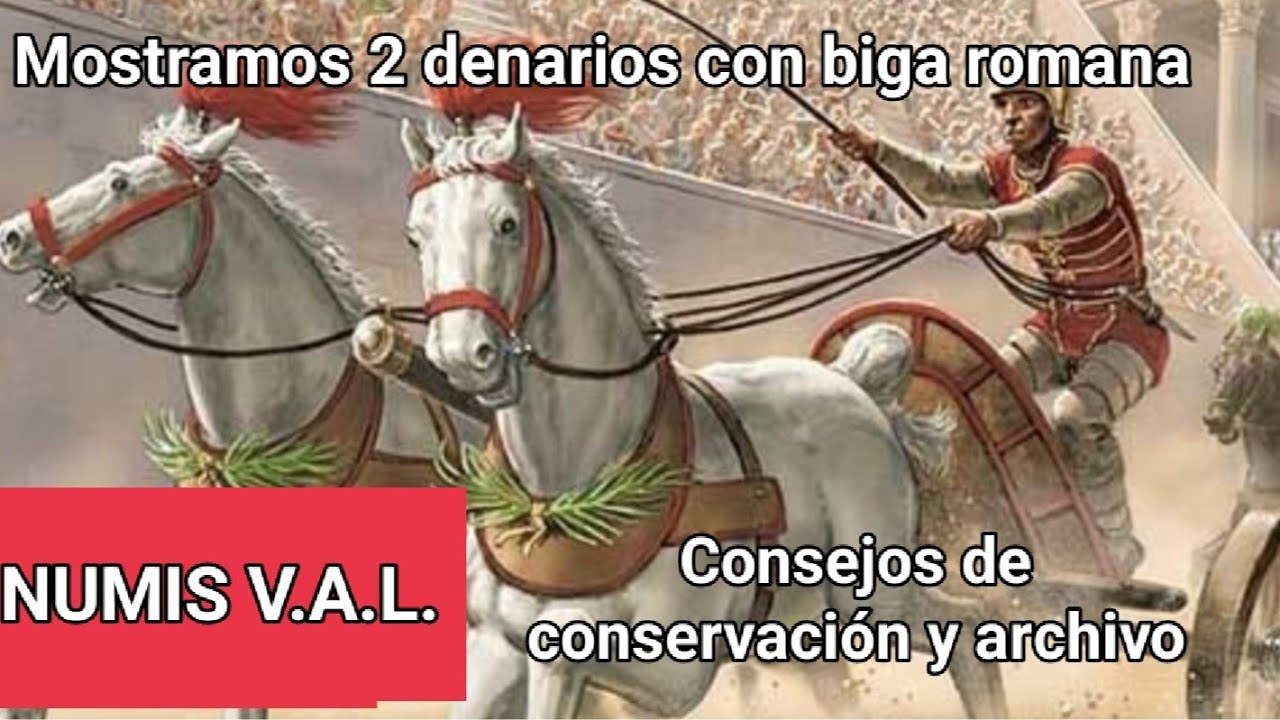 2 denarios con biga romana