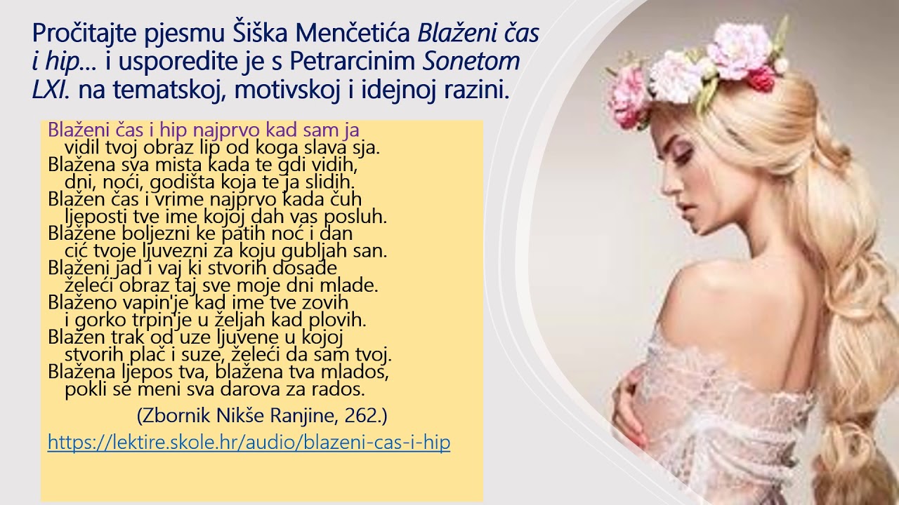 Hrvatski jezik, 1. r. SŠ - Francesco Petrarca i hrvatski petrarkisti