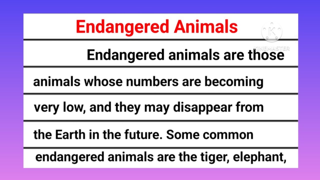 Endangered Animal essay writing in english | Endangered Animal essay