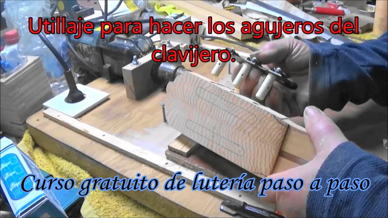 Clavijero de guitarra. Utillaje para hacer los agujeros.
