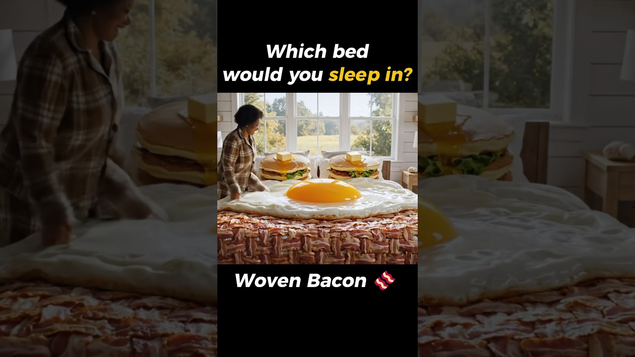 Which Food Bed Would You Choose? 🥓 #asmr #oddlysatisfying #relaxing #bed #sleepsounds #aiart