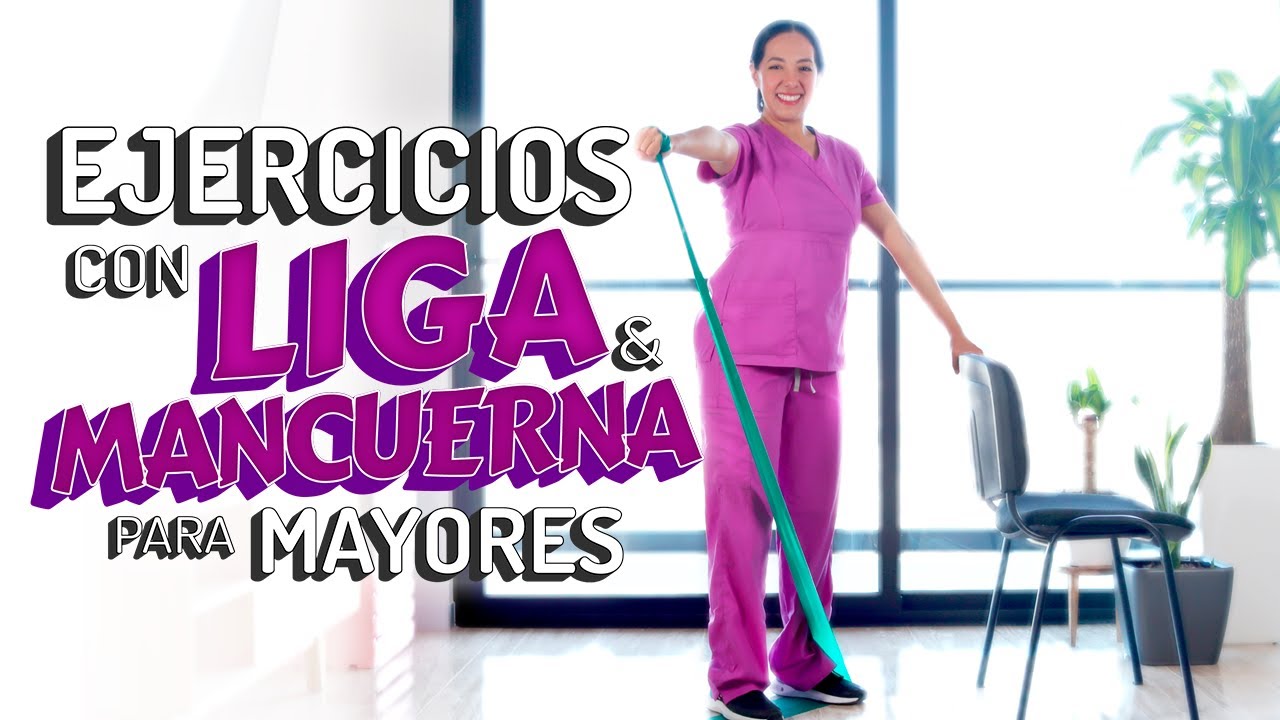 Ejercicio de Fuerza con ligas (cintas) y Mancuernas para Mayores (ejercicios Banda Elástica)