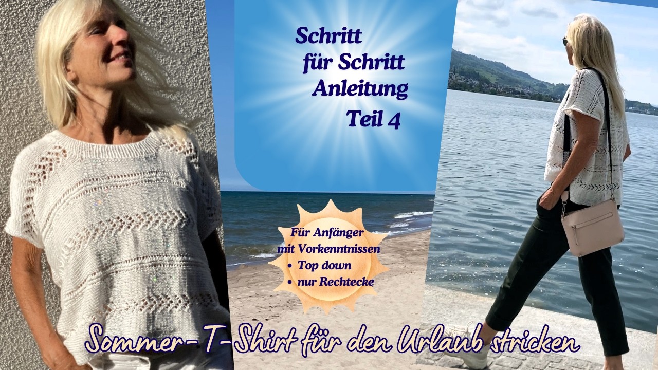 Sommer-T-Shirt stricken – für Anfänger mit Vorkenntnissen –gerader Schnitt – Loch-Muster – LILANE #4