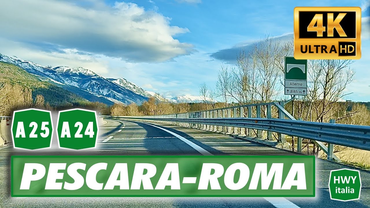 4K | Autostrada dei Parchi | PESCARA - ROMA | Percorso completo Real Time