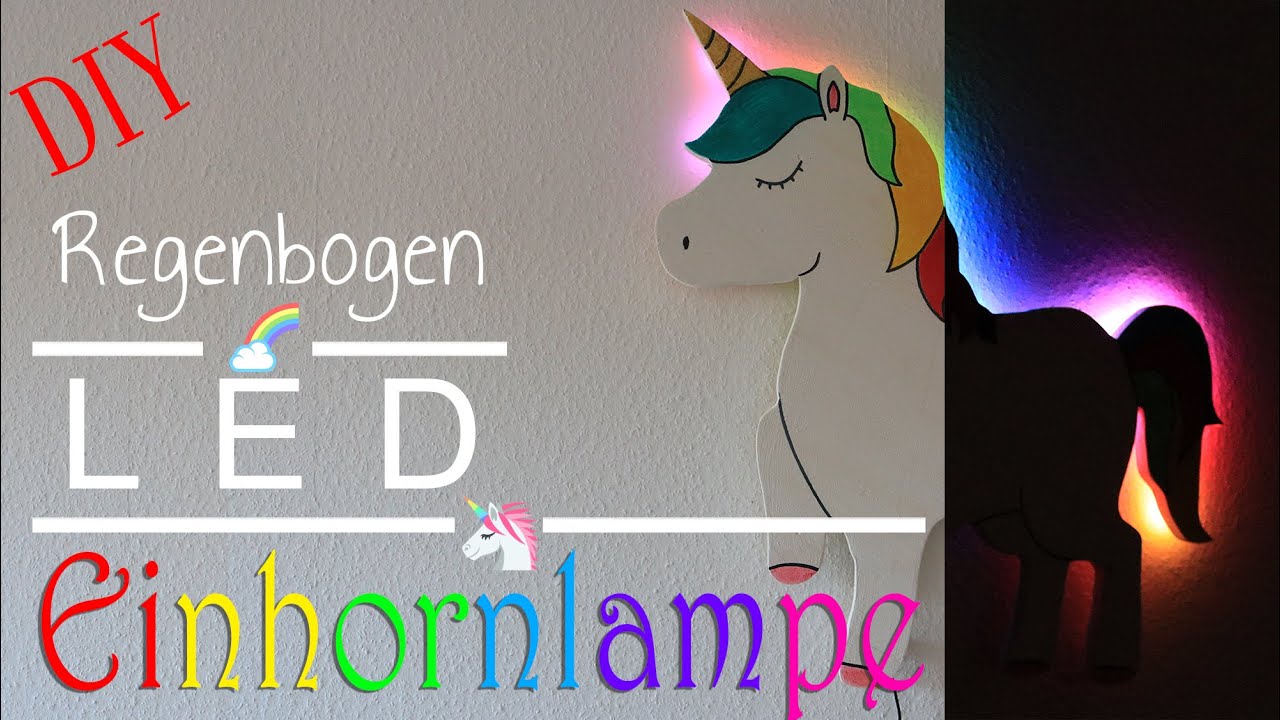 DIY | Große Einhorn Wandlampe mit LED Regenbogenbeleuchtung selber machen