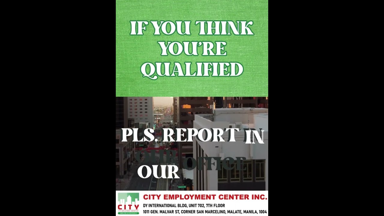 KUNG IKAW AY INTERESADO, HALINA SA CITY EMPLOYMENT CENTER AT MAG APPLY!