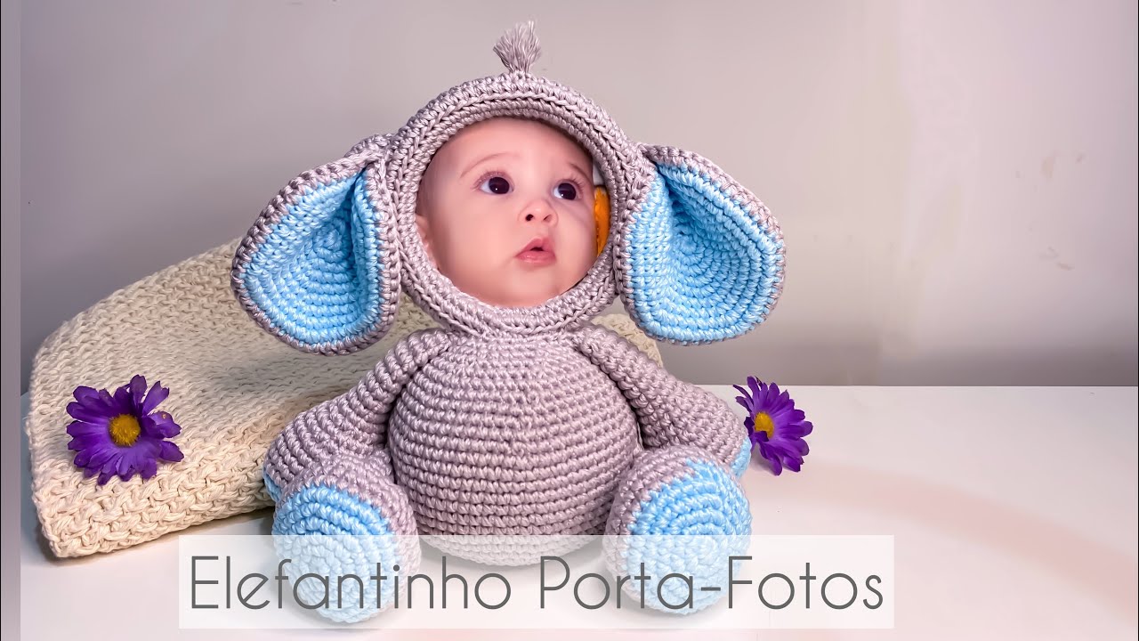 AMIGURUMI - Como fazer um Elefante - Porta Fotos 🖤