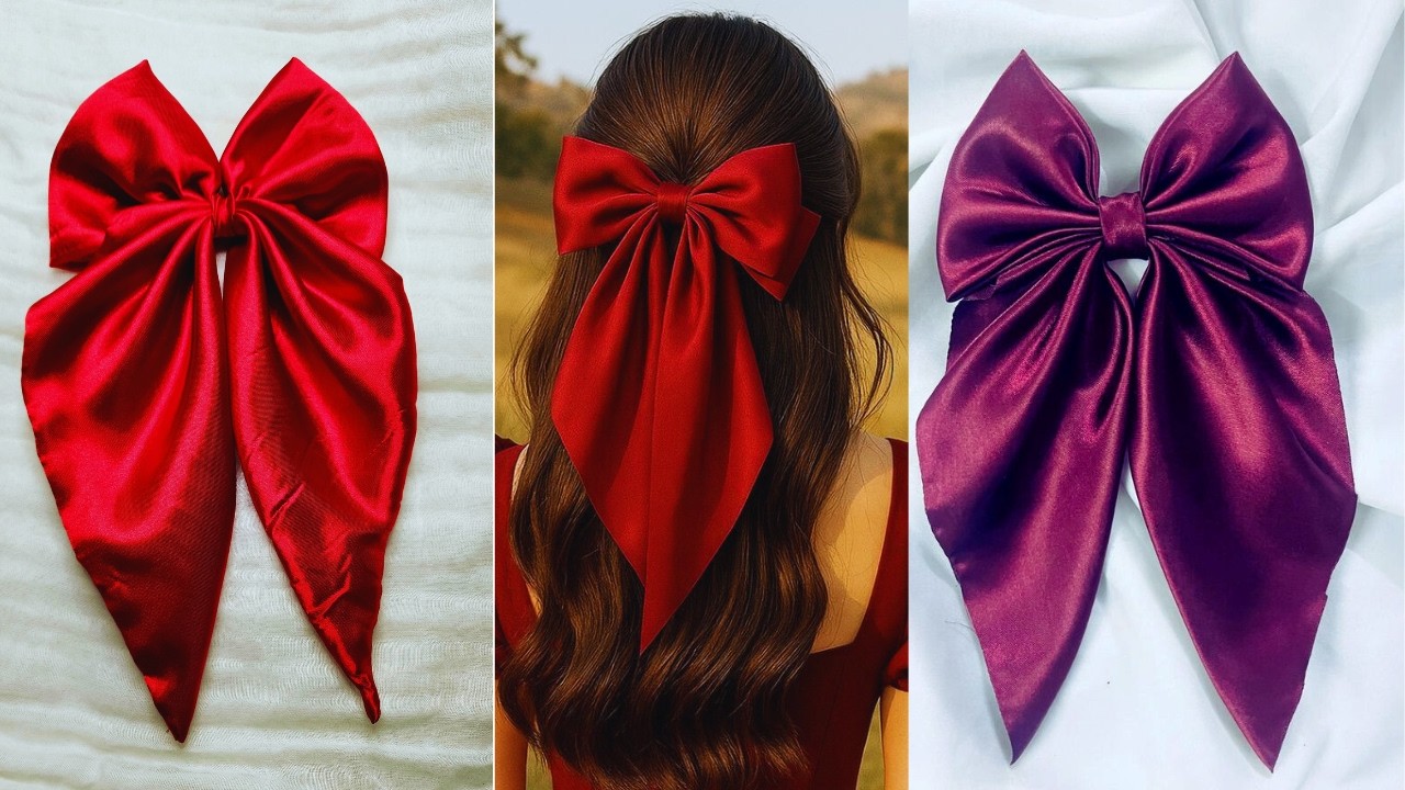 Hair bows / How to make a bow with long tail / long tail hair bows #hairbowtutorial #hairbows