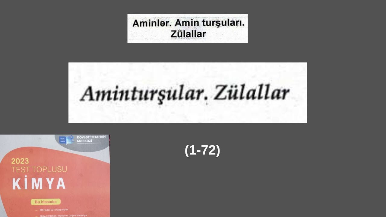 Aminturşular,zülallar(1-72) DİM test toplusu2023#abituriyent#dim#miq #testtoplusu2023#otk#mqm#kimya
