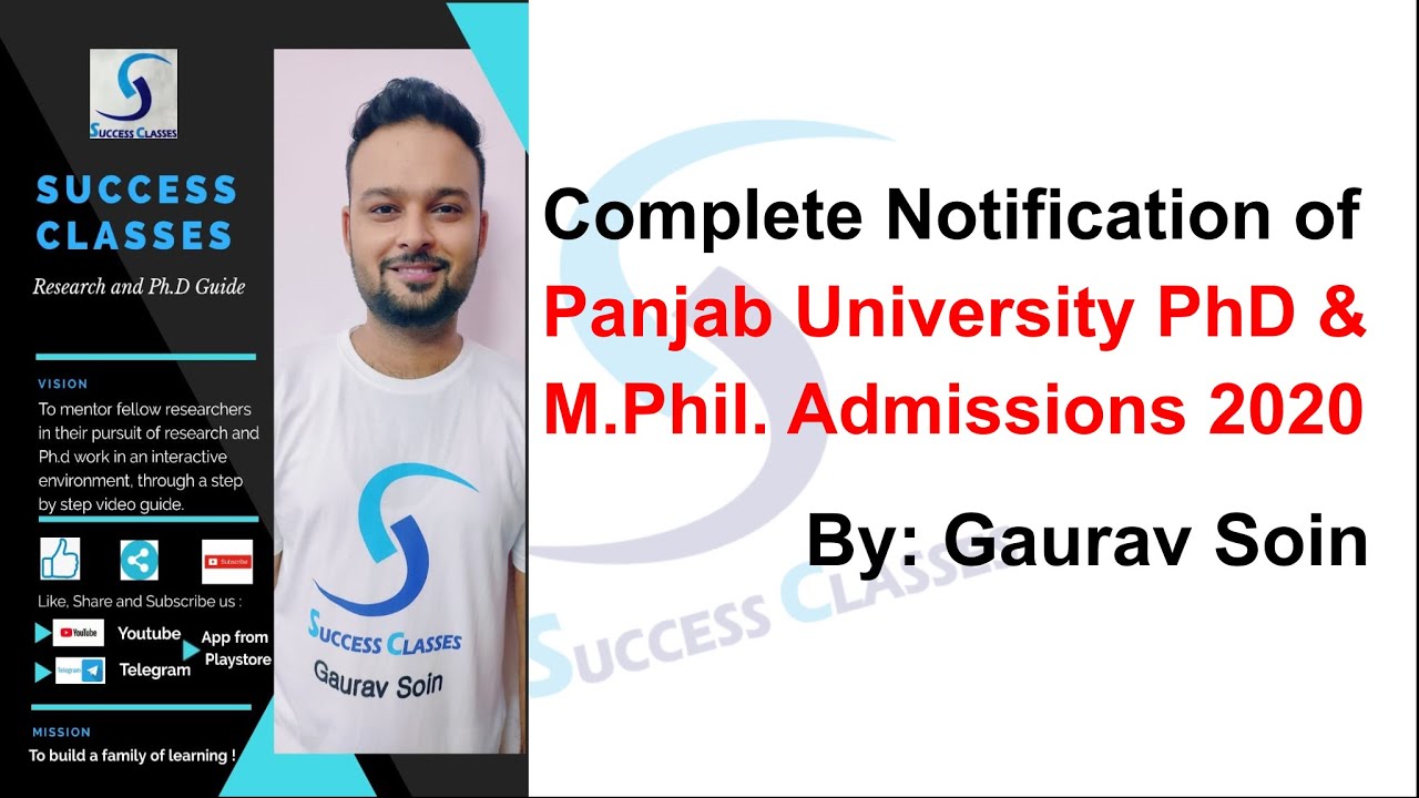 Complete Notification of Panjab University PhD & M.Phil. Admissions 2020 | PhD | M.Phil.