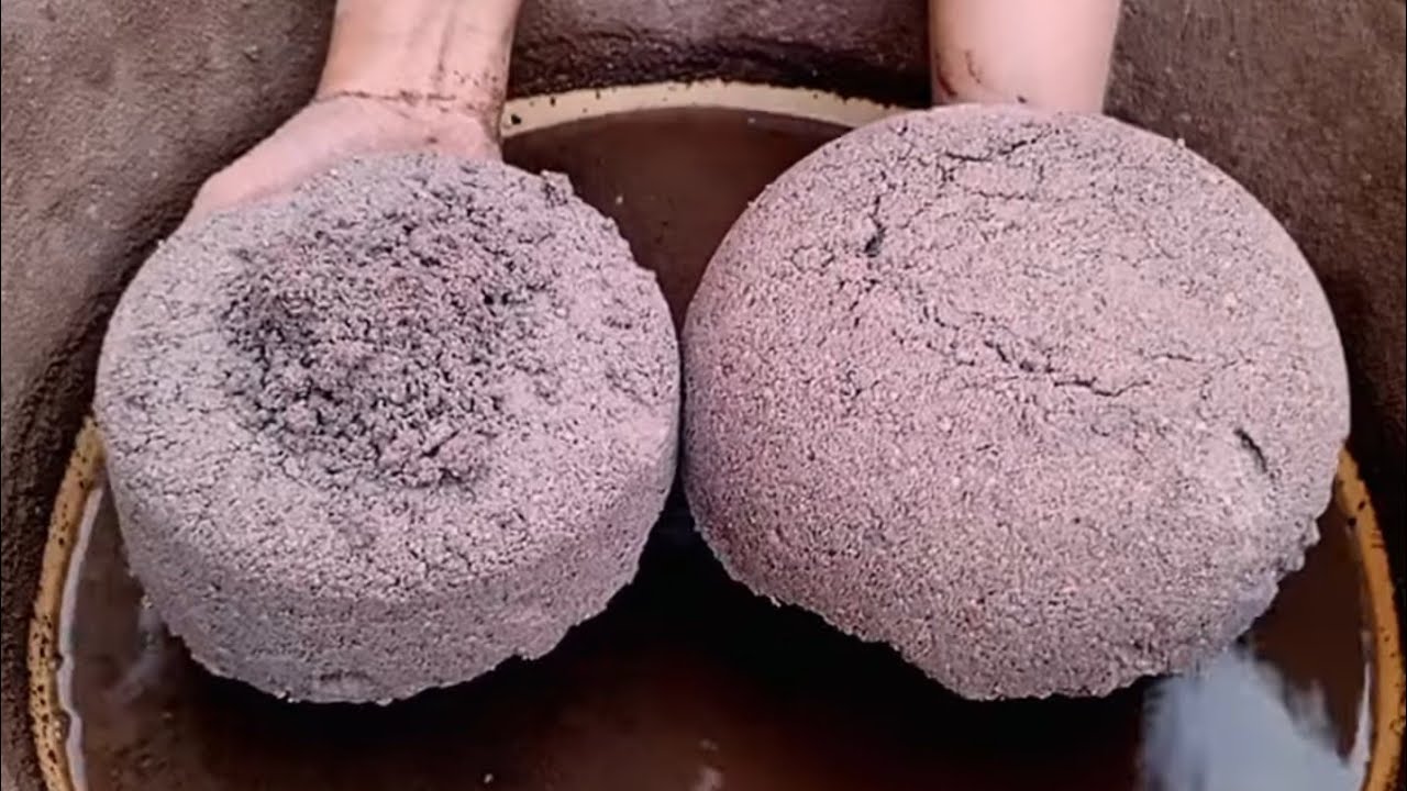 Dusty crunchy brown 🟤 Grainy texture crumble dry and water 💦💦 satisfying sound asmr