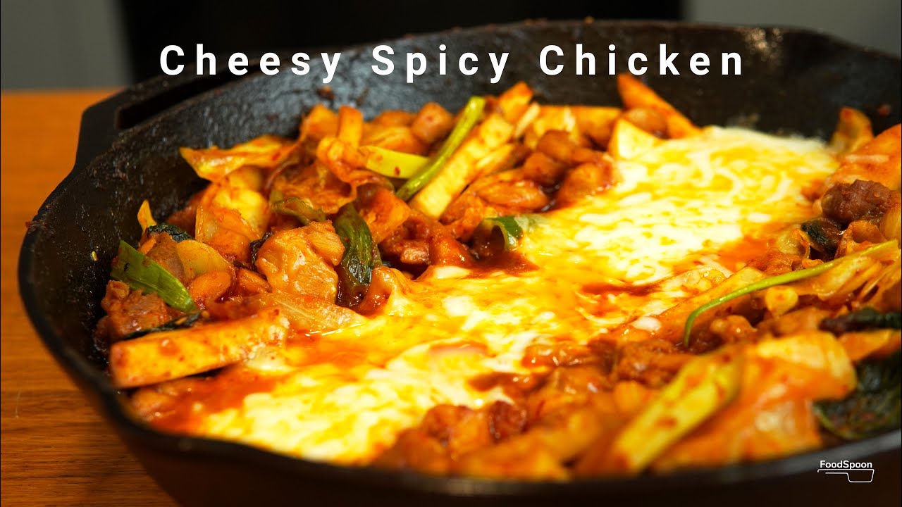 Korean Spicy Chicken with Cheese Dakgalbi 닭갈비