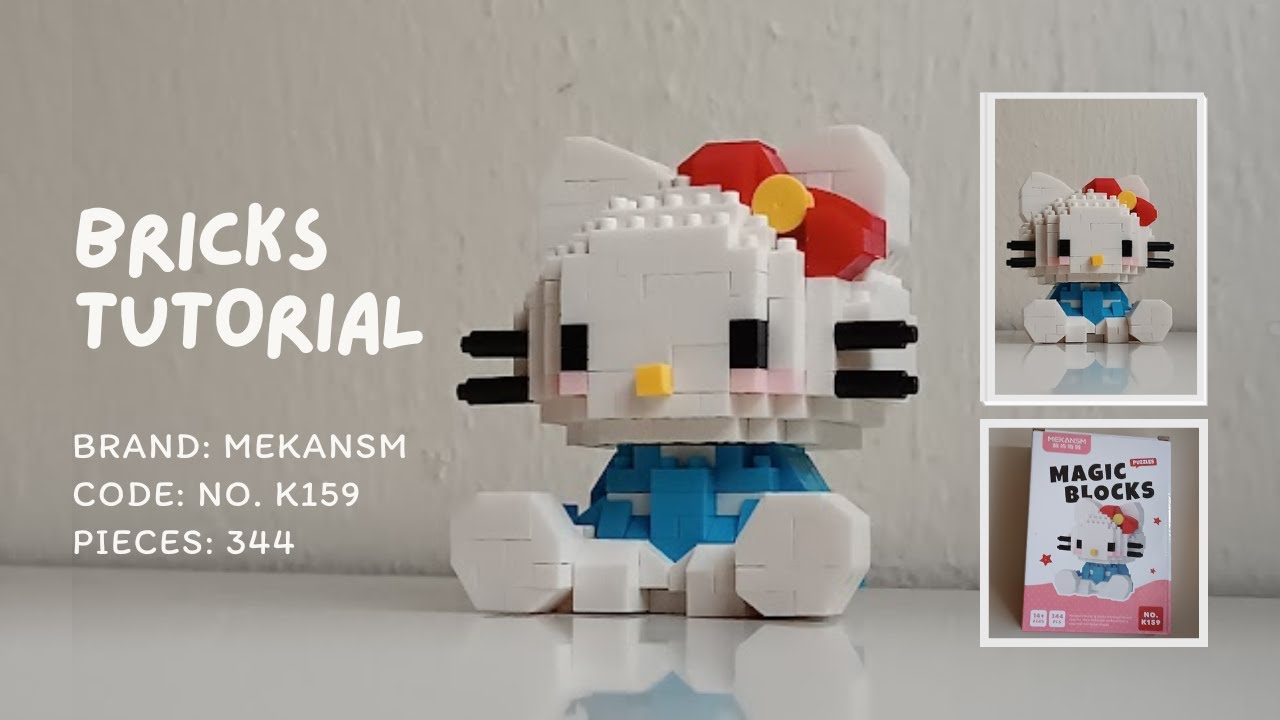 How to Build Hello Kitty Sitting Down (Blue) | MEKANSM K159 Mini Bricks (344 Pieces)