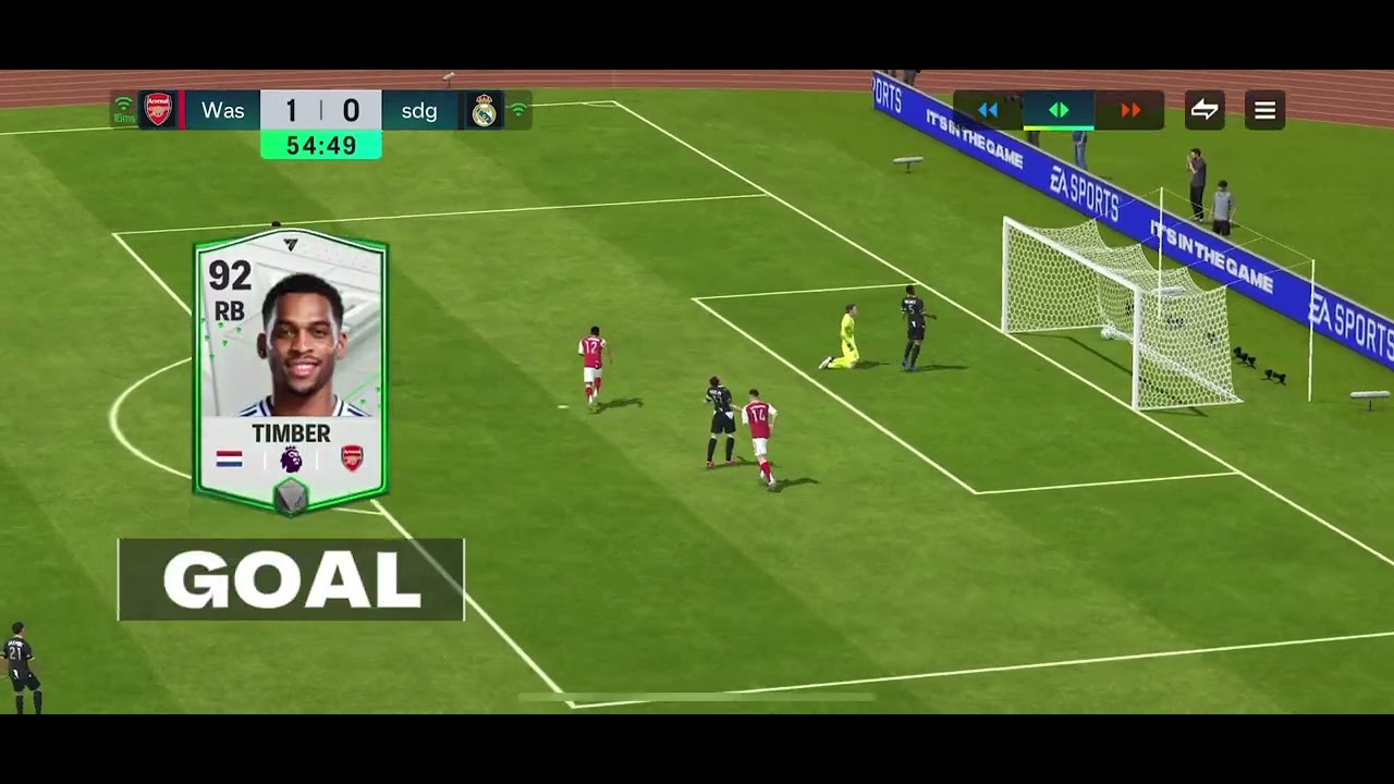 Arsenal 1 - 0 Real Madrid as Arsenal does an astonishing volley.