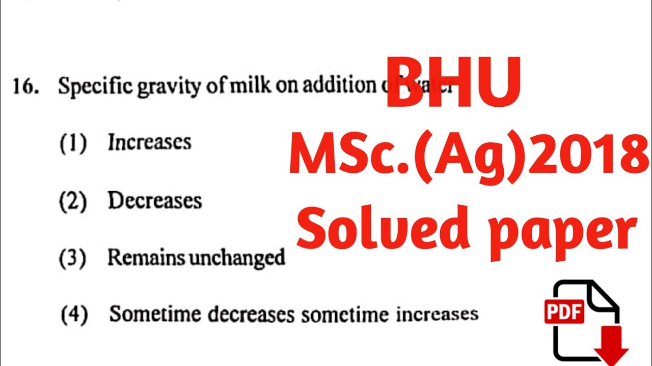 BHU MSc.(Ag) 2018 solved paper