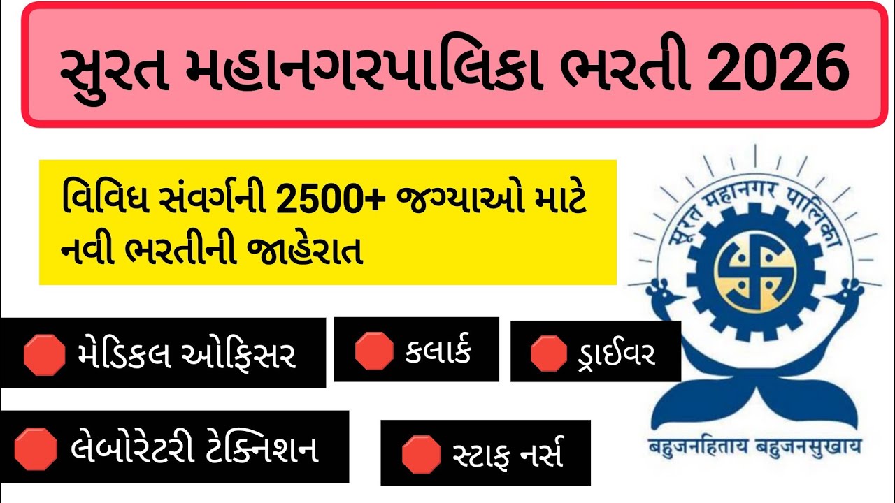 સુરત મ્યુનિસિપલ કોર્પોરેશન ભરતી 2026 | નવી ભરતી જાહેર 🔥🔥 | કોણ ફોર્મ ભરી શકે? | સંપૂર્ણ માહિતી. 🚨🚨
