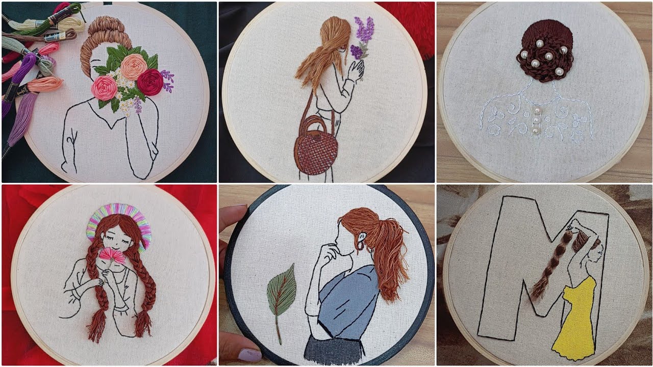 Girl and hair Embroidery Compilation #2 | Embroidery for beginners | Doll Embroidery - Let's Explore