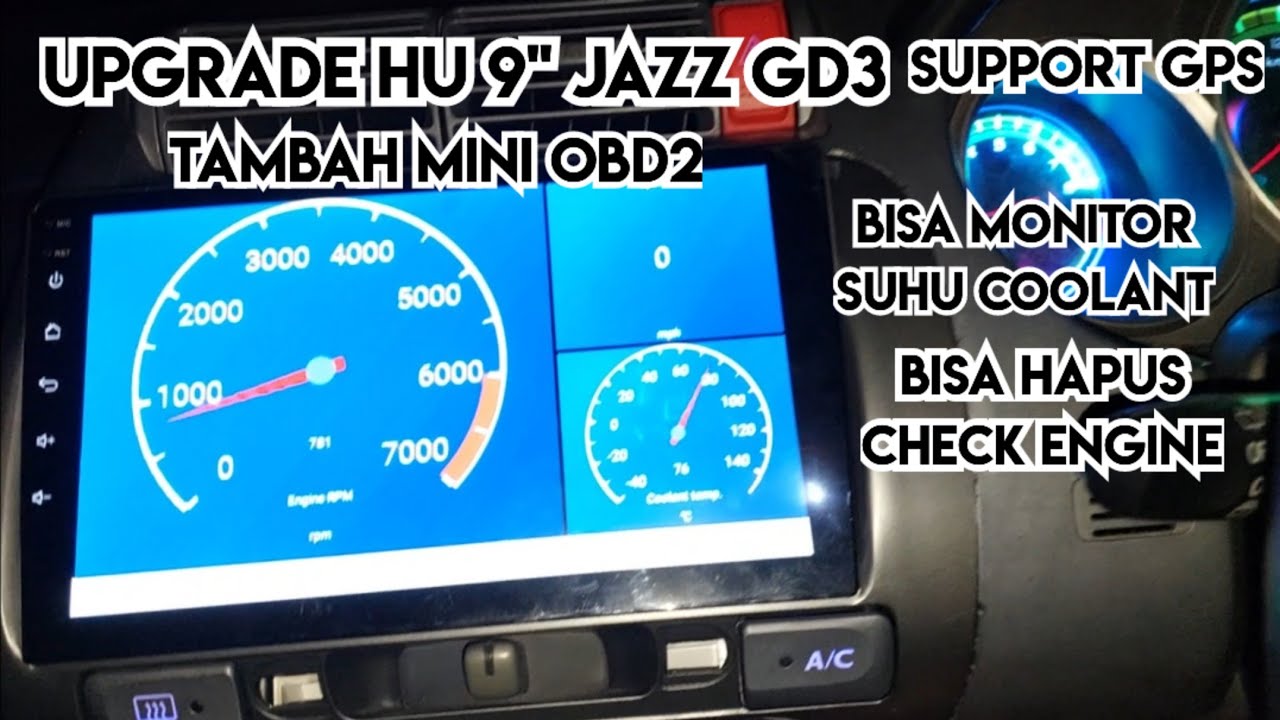 UPGRADE HEAD UNIT ANDROID 9 INCH JAZZ GD3⁉️SUPPORT GPS DAN OBD DISPLAY #jazzgd3 #hondajazzgd3