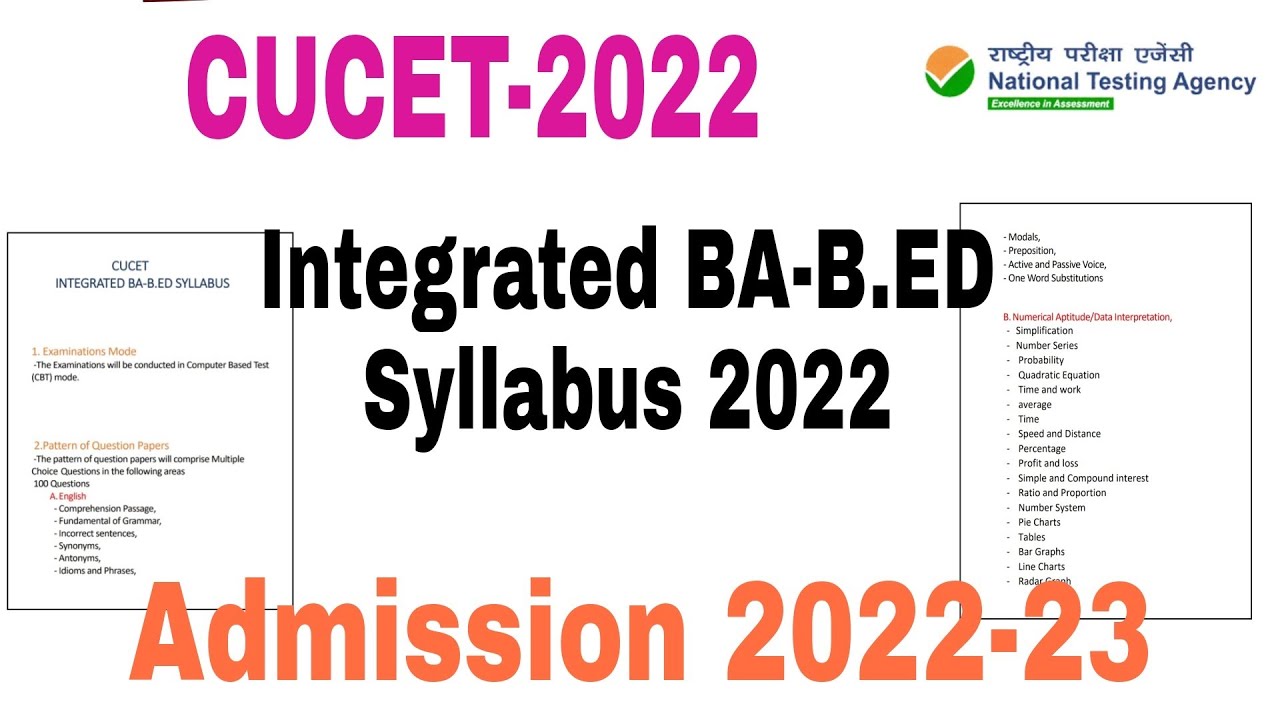 cucet 2022 integrated BA Bed Syllabus | cucet bed syllabus 2022 | cucet bed 2022 | cucet 2022