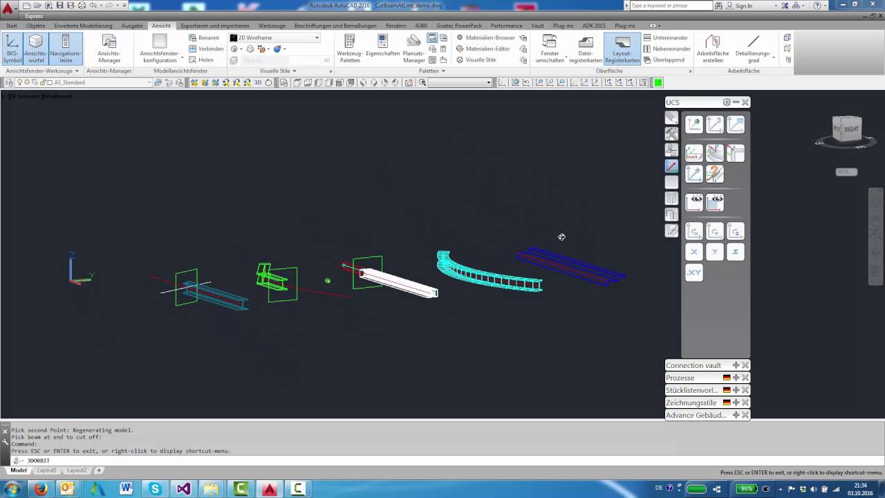 Advance Steel 'Cut Beam at Line' Tool