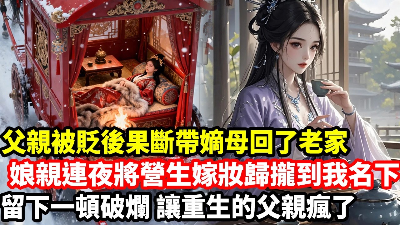 父親被貶後果斷帶嫡母回了老家，娘親連夜將營生嫁妝歸攏到我名下，留下一頓破爛，讓重生的父親瘋了......