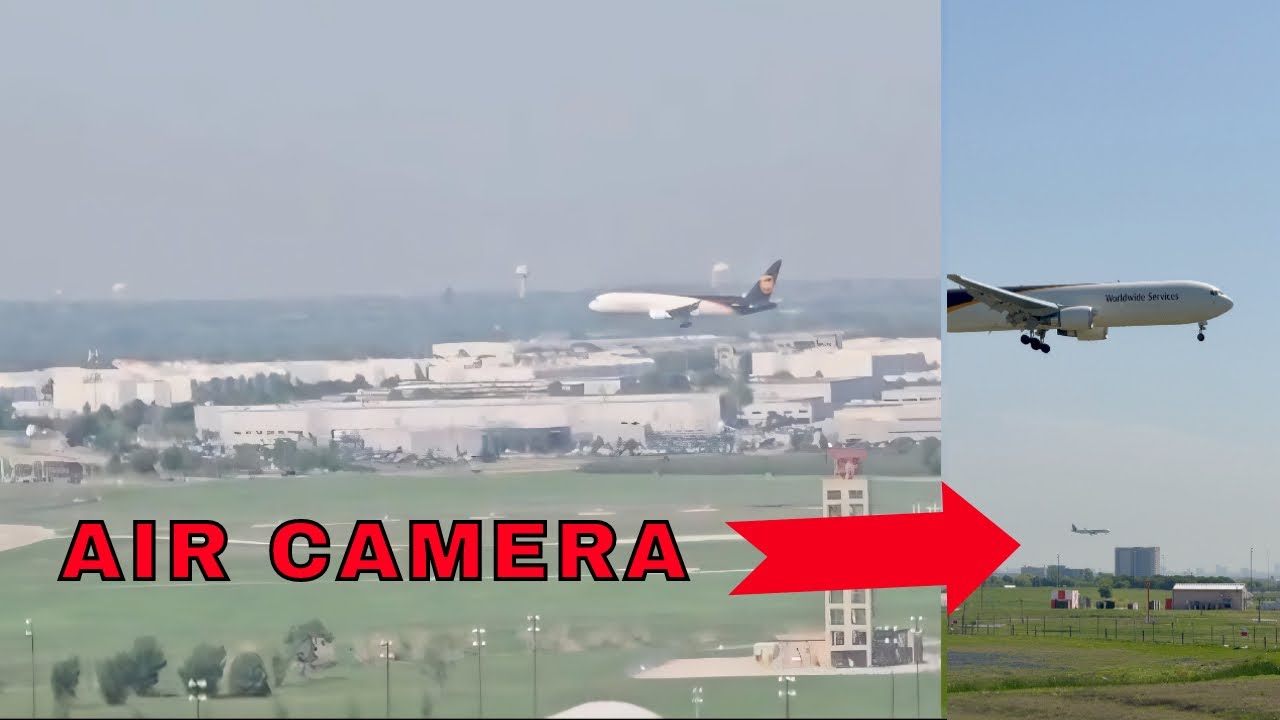 Two Views, One Arrival UPS B767 at DFW Dallas Airport