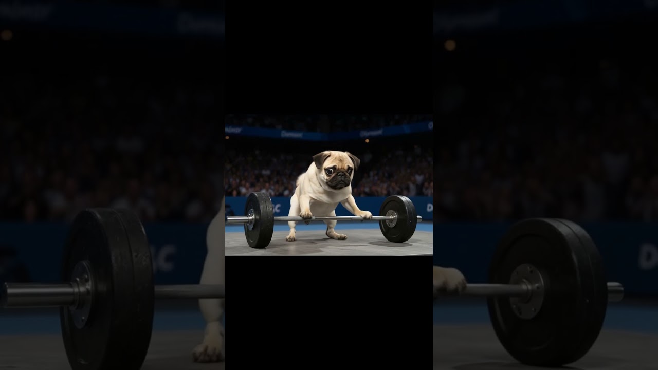 Thug Pug weightlifting skills stuns the crowd #pug #funny #animation #animals @AmateurShorts-H20
